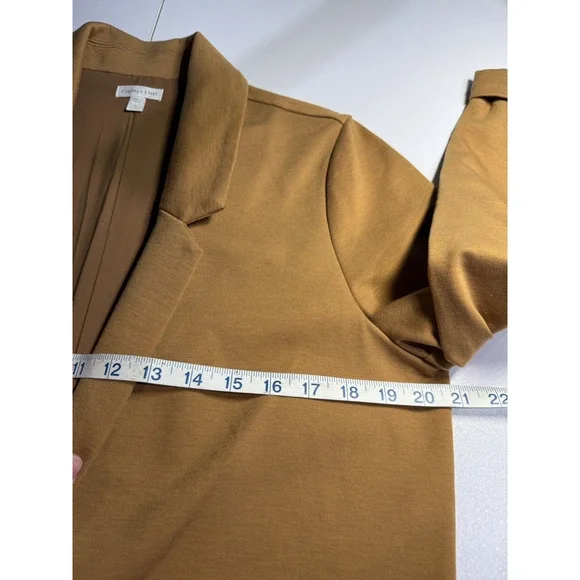 Garnet Hill Knit Relaxed Blazer Womens Sz 8 Praline Brown Camel Academia‎ $169 - Picture 7 of 12